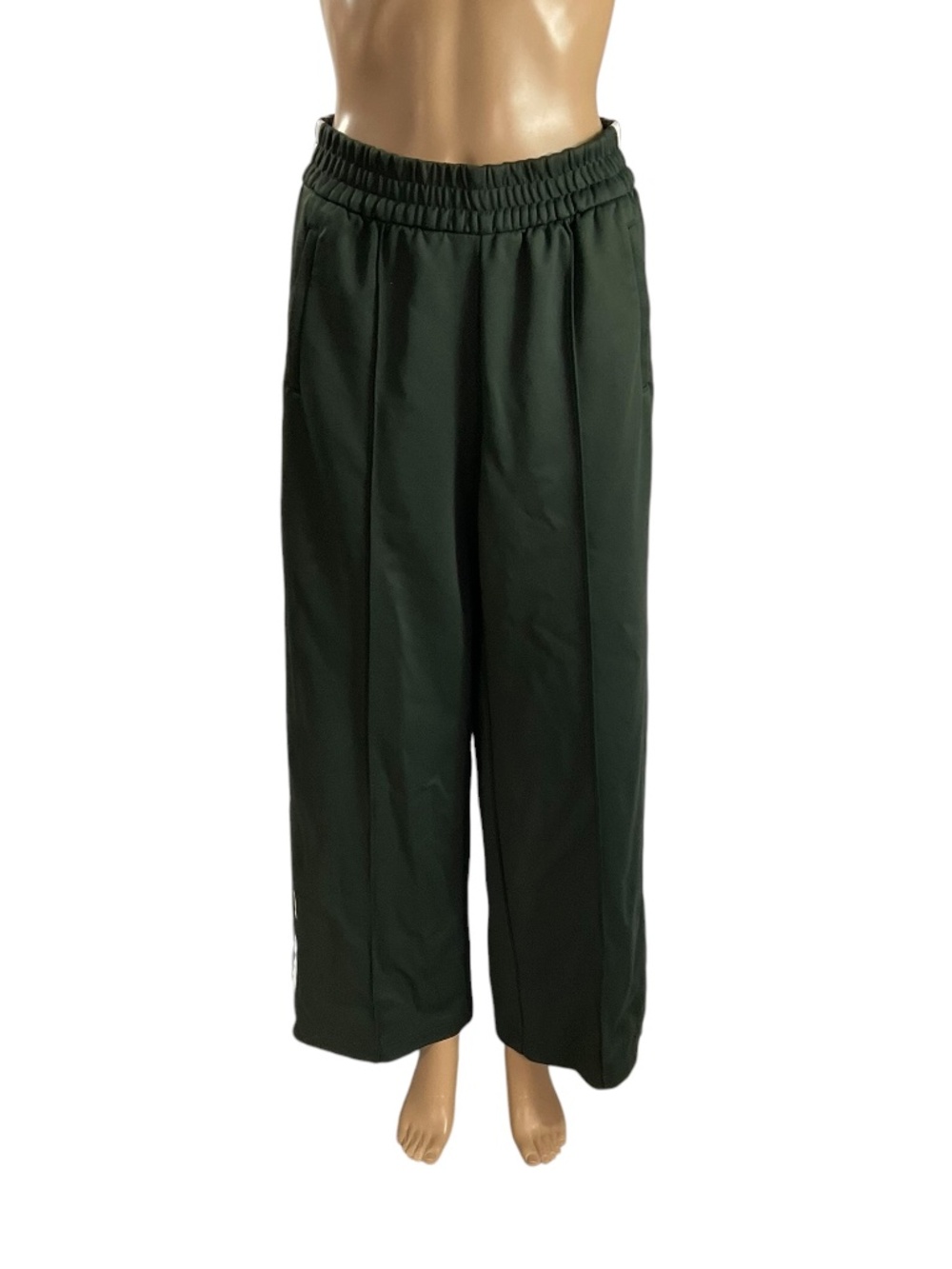 Athleta Tempo XS Wide Leg Track Pants Green White style 767520-07